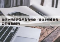 微信小程序开发平台有哪些（微信小程序开发公司哪家最好）