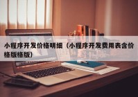 小程序开发价格明细（小程序开发费用表含价格版格版）