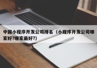 中国小程序开发公司排名（小程序开发公司哪家好?哪家最好?）