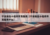 宁波微信小程序开发服务（宁波微信小程序开发服务平台）