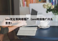 seo优化等网络推广（seo网络推广什么意思）